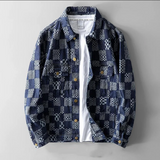 Modische karierte jeansjacke für herren – Blau