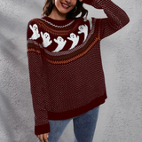 Neven – gemütlicher pullover mit geistermuster für damen – Rot