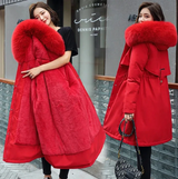Warme, gesteppte daunenjacke – Rot