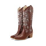 Céline - western-cowboy-stiefeletten mit stickerei und absatz – Braun