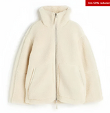 Gemütliche - sherpa-jacke für damen mit reibverschluss – Beige