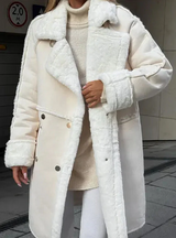 Katja - schicker dicker langer damenmantel – Weiß