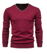 Slim-Fit-Pullover aus Sterlingsilber mit V-Ausschnitt – Rot