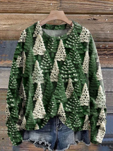 Festlicher pullover mit baumaufdruck – Grün