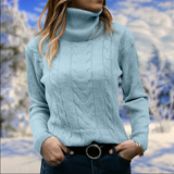 Lilja - schicker winterpullover für damen mit langem kragen – Hellblau