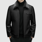 Klassische herren-lammfelljacke für alpine abenteuer – Schwarz
