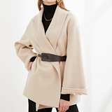 Aviva – modische premium-damenjacke mit gürtel – Beige