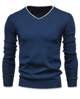 Slim-Fit-Pullover aus Sterlingsilber mit V-Ausschnitt – Blau