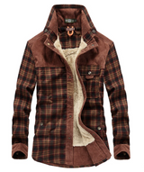 Warmer flanell-wintermantel für herren mit stehkragen – Dunkelbraun
