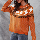 Neven – gemütlicher pullover mit geistermuster für damen – Orange