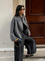 Lisa – trendiger damenmantel im oversize-fit – Grau