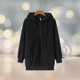 Ysabeau - fleece-pullover mit kapuze für frauen – Schwarz