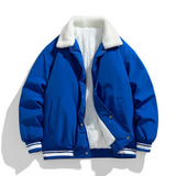Kiril | robuste, warme winterjacke für herren mit sherpa-kragen – Blau