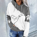Cornelia | verspielter damen-hoodie mit hundeprint – Grau