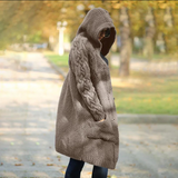 Lynda – langer damenmantel mit kapuze – Khaki