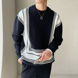 Razvan – moderner gestrickter herrenpullover mit rundhalsausschnitt – Schwarz