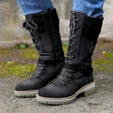 Bequeme und stilvolle damen-winterstiefel aus leder – Schwarz