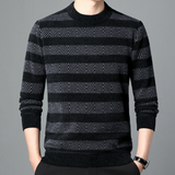 Luc – moderner gestrickter herrenpullover mit muster – Schwarz