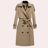 Ivana – eleganter langer trenchcoat für damen – Braun