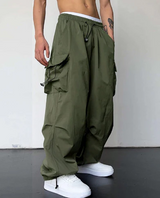 Cargohose - lockere passform - kordelzug weite hosenbeine - Herrenmode – Unteres Grün