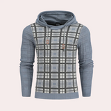 Emre – karierter herrenpullover mit verstellbarer kapuze – Grau