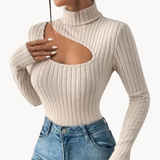 Luisa - weiches und vielseitiges damen-strickoberteil mit hohlkörper – Beige