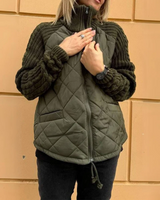 Tess – luxuriöse wattierte jacke – Armee Grün