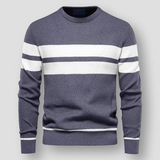 Kuscheliger gestreifter strickpullover für herren – Grau