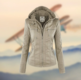 Aleena – elegante lederjacke – Beige