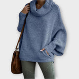 Ursula | Eleganter Damenpullover mit Stehkragen – Blau