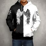 Ludek – herren-kapuzenpullover mit reißverschluss und flügeln – Weiß