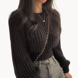Jovanka - moderner grob gestrickter damenpullover – Schwarz