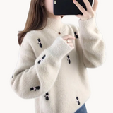 Mariana - weicher, flauschiger rollkragenpullover für damen – Beige