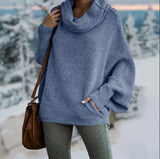 Ulrike - eleganter damen-schildkrötenpanzer-pullover – Blau