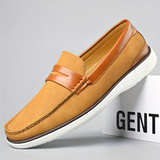 Hochwertige herren-loafer aus leder – elegantes schuhdesign – Orange