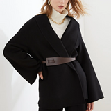 Aviva – modische premium-damenjacke mit gürtel – Schwarz