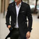 Eleganter frühlings-trenchcoat für männer - justus – Schwarz