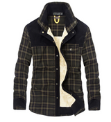 Warmer flanell-wintermantel für herren mit stehkragen – Grün