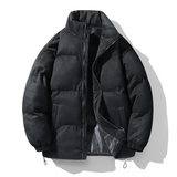 Hochwertiger herrenparka aus wildleder mit kragen – Schwarz