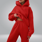 Josephine trainingsanzug - lässiges 2-teiliges set aus kapuzenpulli und jogginghose für frauen – Rot