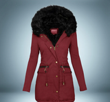 Eleganter parka mit pelzkragen – Grün