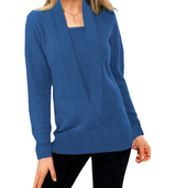 Aniek | einzigartiger strickpullover mit v-ausschnitt – Blau