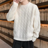 Kronid – trendiger und locker gestrickter herrenpullover – Aprikose