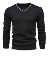 Slim-Fit-Pullover aus Sterlingsilber mit V-Ausschnitt – Schwarz