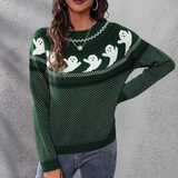 Neven – gemütlicher pullover mit geistermuster für damen – Grün