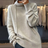 Sinaya - bequemer warmer damenpullover – Hellgrau