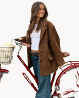Lily | luxus-blazer aus kamel-wildleder für damen – Walnuss