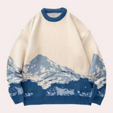 Godelief – pullover für herren mit auffälligem bergprint – Blau