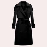 Ivana – eleganter langer trenchcoat für damen – Schwarz