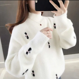 Mariana - weicher, flauschiger rollkragenpullover für damen – Weiß
